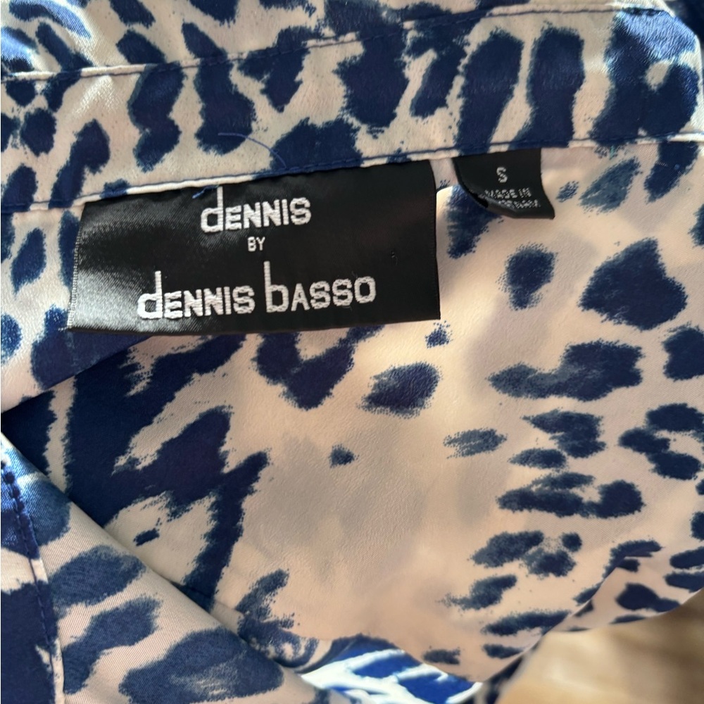 Dennis Basso small blue & white cheetah print tunic top dress swim cover - Picture 8 of 9